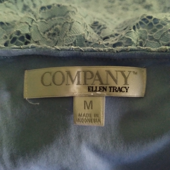 Ellen Tracy MEDIUM  Company V-neck Lace HiLo Stretch Top - Lavendar - Picture 11 of 13